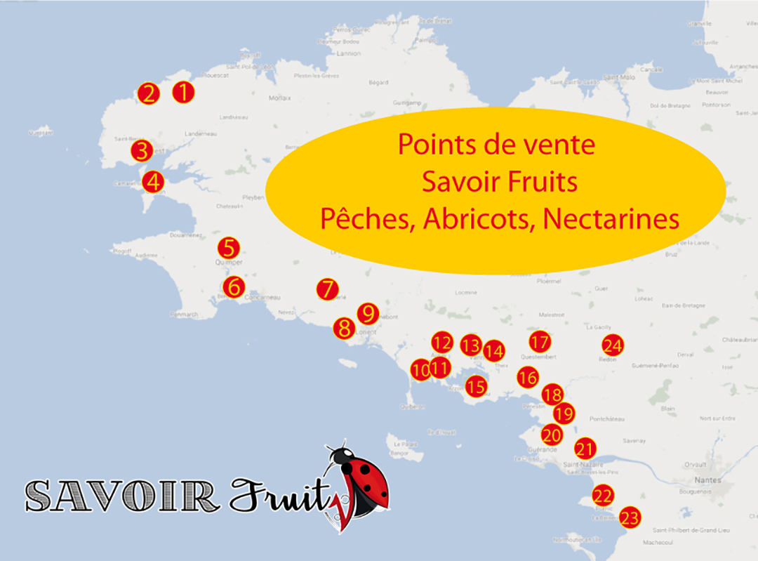 Pêches, nectarines, abricots en Bretagne